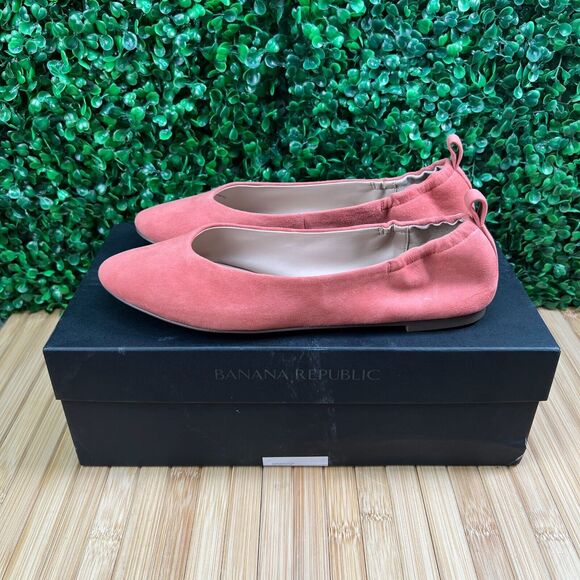 EUC Banana Republic Leather Easy Ballet Flat Sz 8 Canyon Clay Suede - Picture 1 of 9